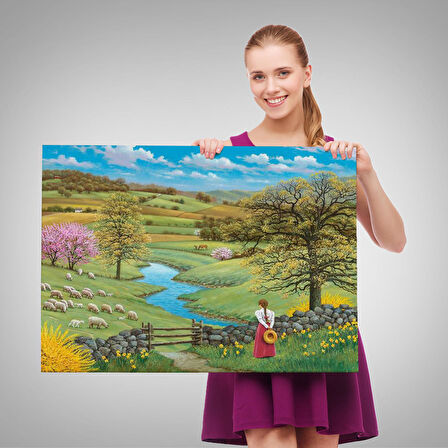 Akarsu Kenarındakı Rus Köylü Kızı Dekoratif Duvar Tablosu-6536