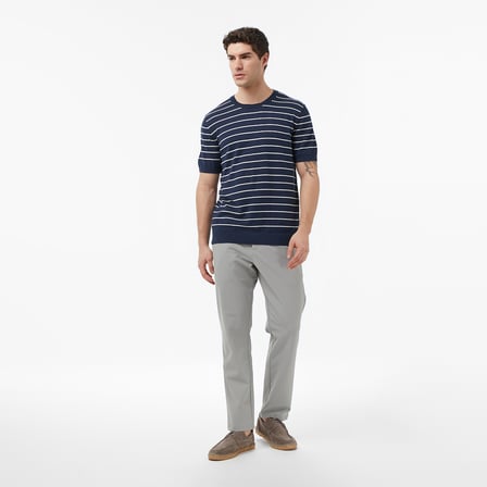 Nautica Erkek Lacivert Regular Fit Kısa Kollu Çizgili Triko
