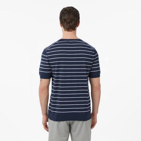 Nautica Erkek Lacivert Regular Fit Kısa Kollu Çizgili Triko