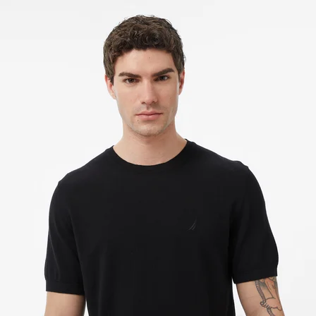 Nautica Erkek Siyah Regular Fit Kısa Kollu Triko