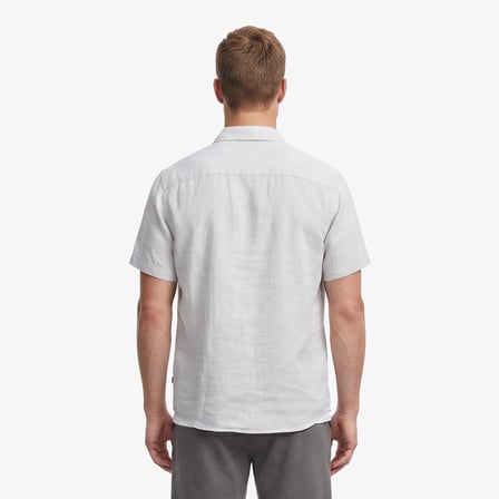 Nautica Erkek Gri Regular Fit Kısa Kollu Keten Gömlek
