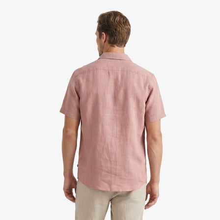 Nautica Erkek Bej Regular Fit Kısa Kollu Keten Gömlek