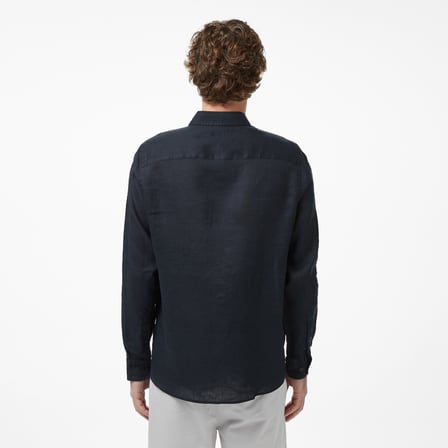 Nautica Erkek Siyah Regular Fit Keten Gömlek