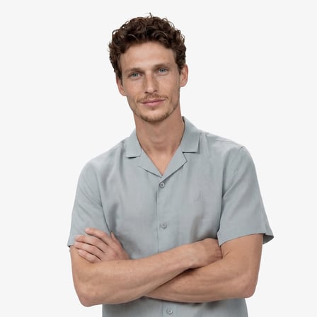 Nautica Erkek Yeşil Regular Fit Kısa Kollu Keten Gömlek