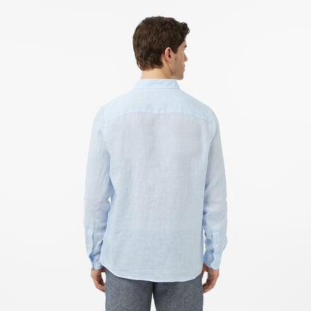 Nautica Erkek Mavi Regular Fit Keten Gömlek