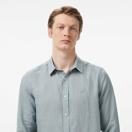 Nautica Erkek Yeşil Regular Fit Keten Gömlek