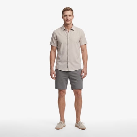 Nautica Erkek Gri Regular Fit Kısa Kollu Gömlek