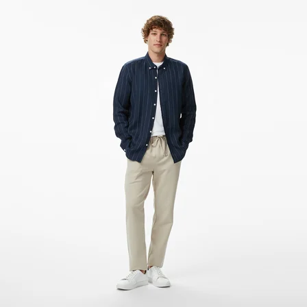 Nautica Erkek Lacivert Regular Fit Çizgili Gömlek