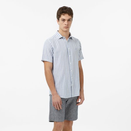 Nautica Erkek Mavi Regular Fit Kısa Kollu Çizgili Gömlek