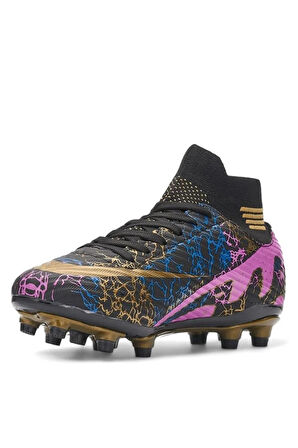 Laliga 565 Siyah Altın Çim Saha Halı Saha Krampon Futbol Ayakkabı