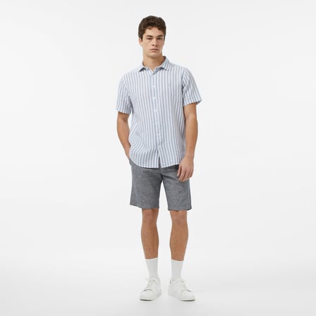 Nautica Erkek Mavi Regular Fit Kısa Kollu Çizgili Gömlek