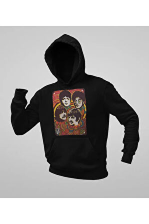 The Beatles Müzik Grubu Baskılı Unisex Hoodie, Oversize Sweatshirt