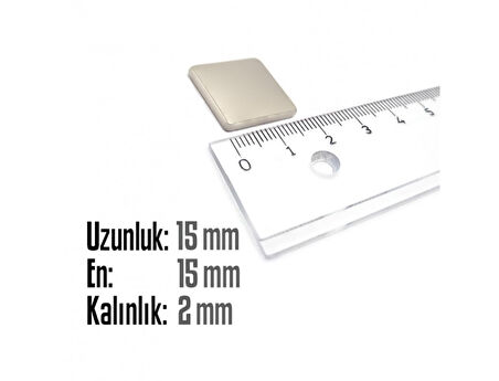 Neodyum Mıknatıs Köşeli  15x15mm , Kalınlık 2 mm ( 5 Adet)
