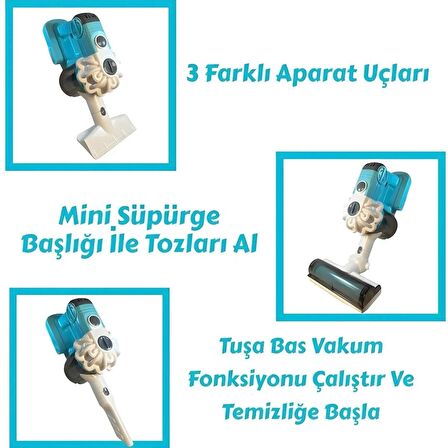 Oyuncak Pilli Dikey Süpürge ve Aparat Seti - Vakumlu Oyuncak Dikey Süpürge (Mavi)