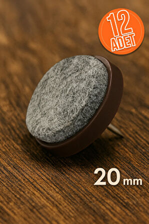 20 mm Keçeli Poligrit Zemin Koruyucu Sandalye ve Masa Ayağı İçin Sessiz Mobilya Pabucu (12 Adet)