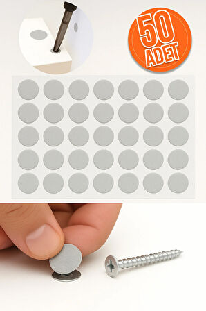 Yapışkanlı Yapıştırma Vida Tapası Tıpası Gri Vida Kapatıcı Kapağı (50 Adet)