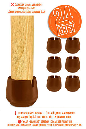 24 Ad 17 Mm Kahverengi Silikon Masa Sandalye Pabuç Kaydırmaz Koltuk Zemin Koruyucu Çizdirmez Pabuç