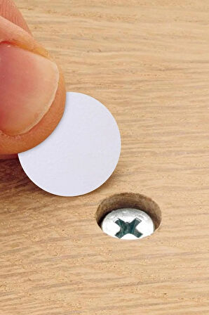 Yapışkanlı Yapıştırma Vida Tapası Tıpası Beyaz Vida Kapatıcı Kapağı (50 Adet)