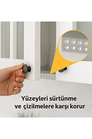 50’li 10Mm Yapışkanlı Şeffaf Silikon Ses Stoperi Dolap Çekmece Tamponu Koruyucu