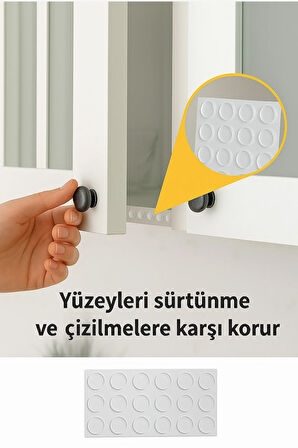 28’li 14Mm Yapışkanlı Şeffaf Silikon Ses Stoperi Dolap Çekmece Tamponu Koruyucu