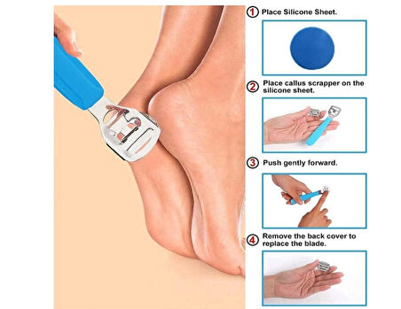 Nasır Sökücü Ayak Nasır Tıraş Paslanmaz Çelik Ölü Deriyi Çıkarmak için Ayak Törpüsü- 3 Yedek Jilet