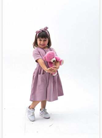 Kız Çocuk Müslin Elbise ( Bandana dahil)