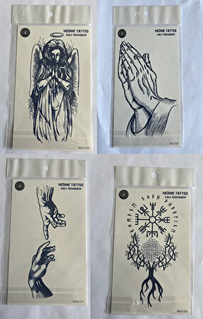 Mistik 4 adet Birden3 hafta Kalıcı  Geçici yapıştırma Dövme 18x11 cm