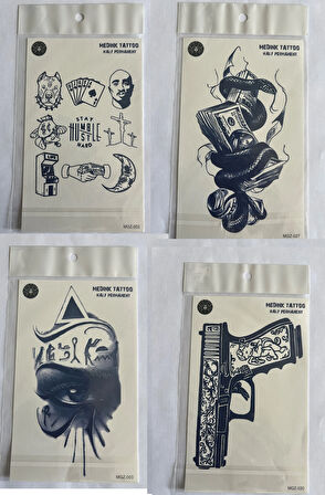 Güç 4 adet Birden3 hafta Kalıcı  Geçici yapıştırma Dövme 18x11 cm