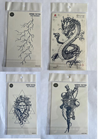 Çelişki 4 adet Birden3 hafta Kalıcı  Geçici yapıştırma Dövme 18x11 cm