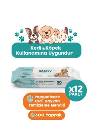 Kedi Ve Köpek Kullanımına Uygun Evcil Hayvan Temizleme Mendili 12 paket 600 Adet