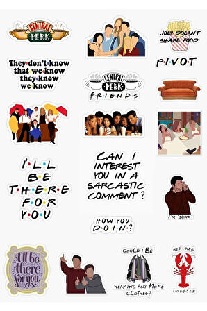 Friends Dizisi 18'li Özel Tasarım Sticker Seti