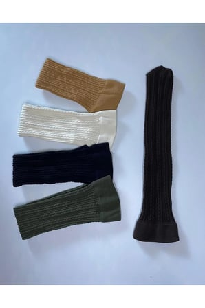 Kadın Dizaltı Renkli Desenli Pantolon Çorap / 5 Adet Kabartma Knıt Örgü Kışlık Çorap