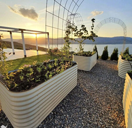 Yükseltilmiş Bahçe Yatağı Seti Metal 195X60X43CM Modüler Sebze Yatağı (6 Farklı Kurulum)