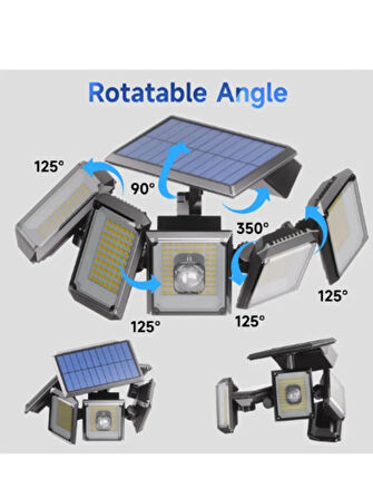 Güneş Enerjili ve 3 metre Kablolu 300 Led Kanatlı 3 Mod Işık Bahçe-Villa-Sokak Aydınlatması