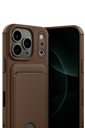 iPhone 17 Pro Max ile Uyumlu Kart Bölmeli Premium Silikon Kılıf – Kelvin Serisi, Arka Kart Yuvalı, Soft Touch Mat Doku, Ultra İnce ve Parmak İzi Tutmaz Tasarım