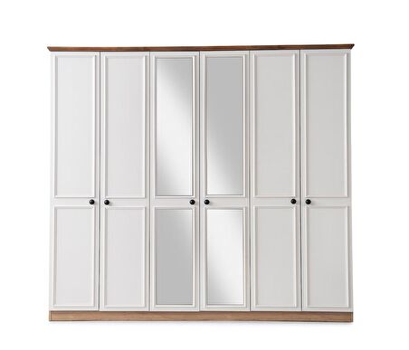 Duru Modern MDF 6 Kapaklı Aynalı Elbise Dolabı Gardrop 241cm