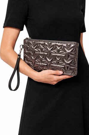 2'li Çanta Paketi Yıldız Desenli Portföy El Çantası Bilek Askılı Clutch Çanta