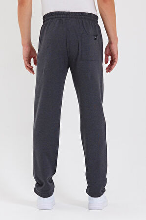 Comeor Siyah Arka Cepli Etiket Detaylı Düz Paça İçi Pamuklu Erkek Eşofman Altı