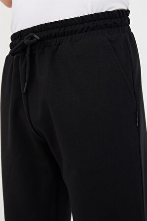 Erkek Paça Ribanalı Siyah Eşofman Altı