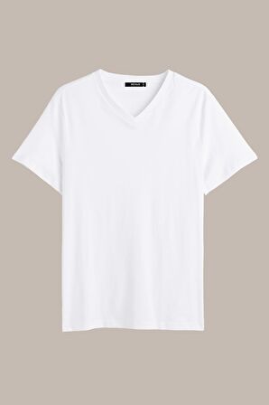 METALIC Erkek Çok Renkli T- Shirt Regular Fit Rahat Kesim V Yaka 3'lü Basic Tişört Paketi