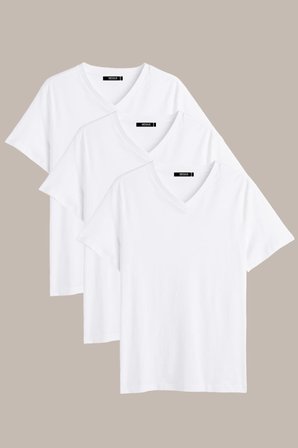 METALIC Erkek Çok Renkli T- Shirt Regular Fit Rahat Kesim V Yaka 3'lü Basic Tişört Paketi