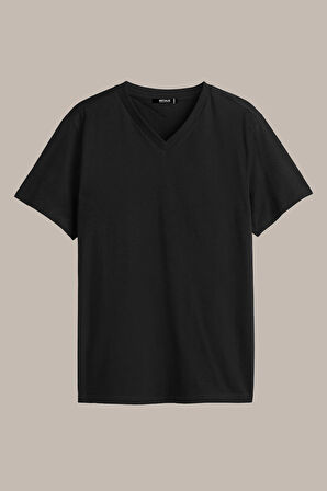 Erkek Çok Renkli T- Shirt Regular Fit Rahat Kesim V Yaka 3'lü Basic Tişört Paketi
