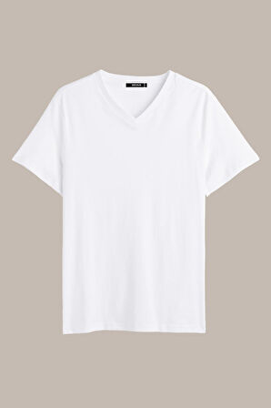 Erkek Çok Renkli T- Shirt Regular Fit Rahat Kesim V Yaka 3'lü Basic Tişört Paketi