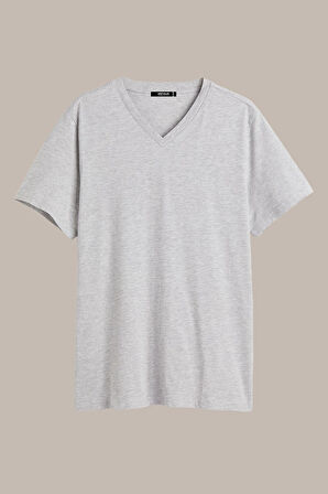 Erkek Çok Renkli T- Shirt Regular Fit Rahat Kesim V Yaka 3'lü Basic Tişört Paketi