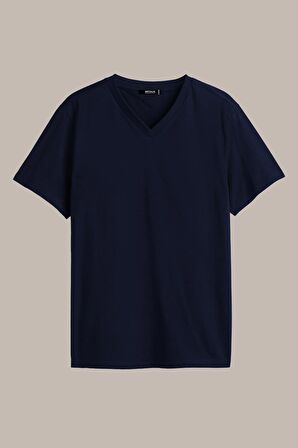 Erkek Çok Renkli T- Shirt Regular Fit Rahat Kesim V Yaka 4'lü Basic Tişört Paketi