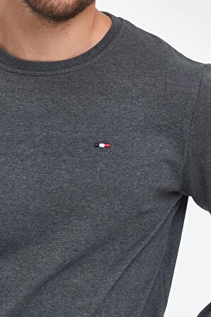 Erkek Siyah-Antrasit Bisiklet Yaka Nakış Detaylı Regular Fit 2'Li Sweatshirt MMTLCE70-2