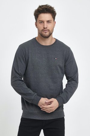 Erkek Siyah-Antrasit Bisiklet Yaka Nakış Detaylı Regular Fit 2'Li Sweatshirt MMTLCE70-2