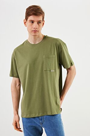 Leo Erkek Oversize Tshirt %100 Pamuk Cep Detaylı Bisiklet Yaka Basic Tişört MTLCE75