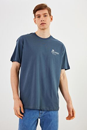 Leo Erkek Oversize Tshirt %100 Pamuk Bisiklet Yaka Baskı Detaylı Basic Tişört MTLCE78