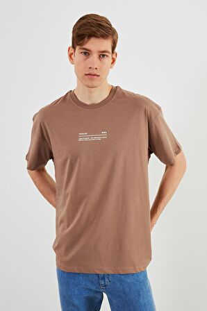 Leo Erkek Oversize Tshirt %100 Pamuk Bisiklet Yaka Baskı Detaylı Basic Tişört